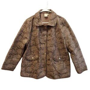 FOCUS Womans XL Gray Jacket Embossed Grandmacore Barn Flannel Lined